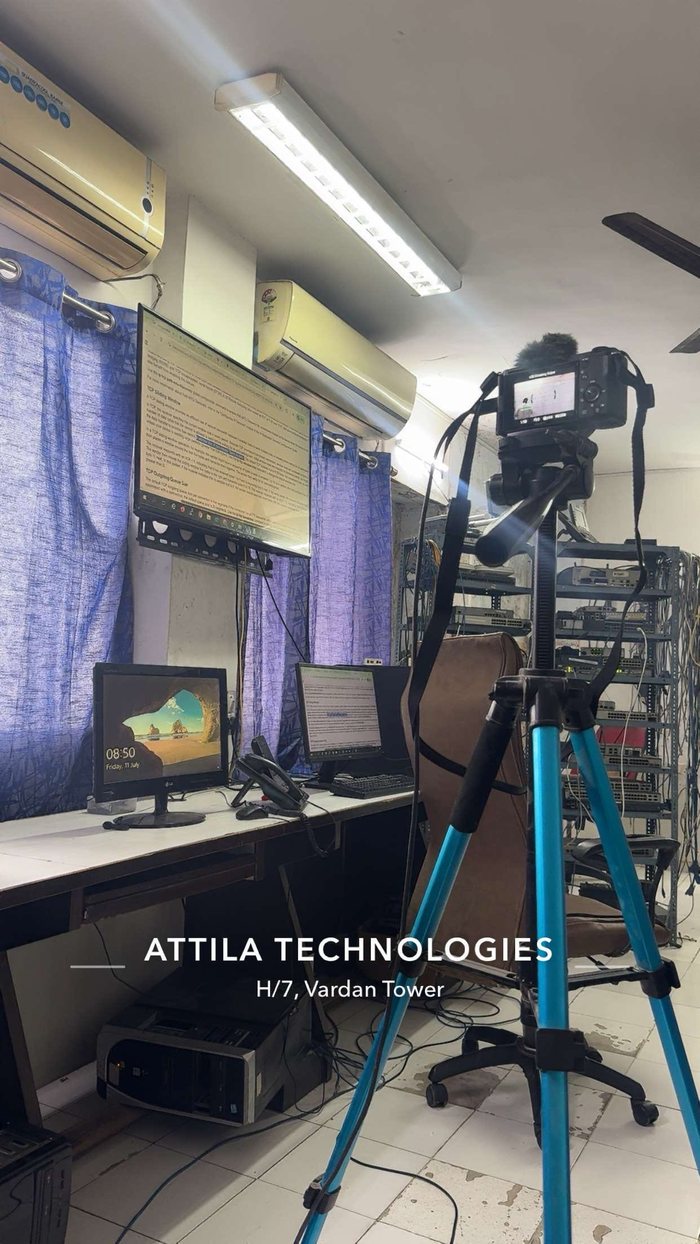Recording setup at Attila Technologies for live online networking classes
